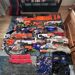 Nerf guns with ammo and magazines
