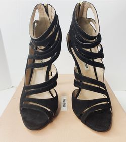 Miu Miu black Suede strappy heels size 37.5 / 7.5