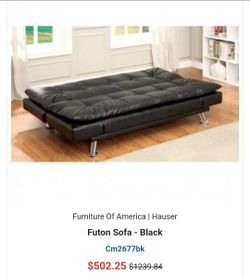 Black Faux Leather Futon Sofa Bed
