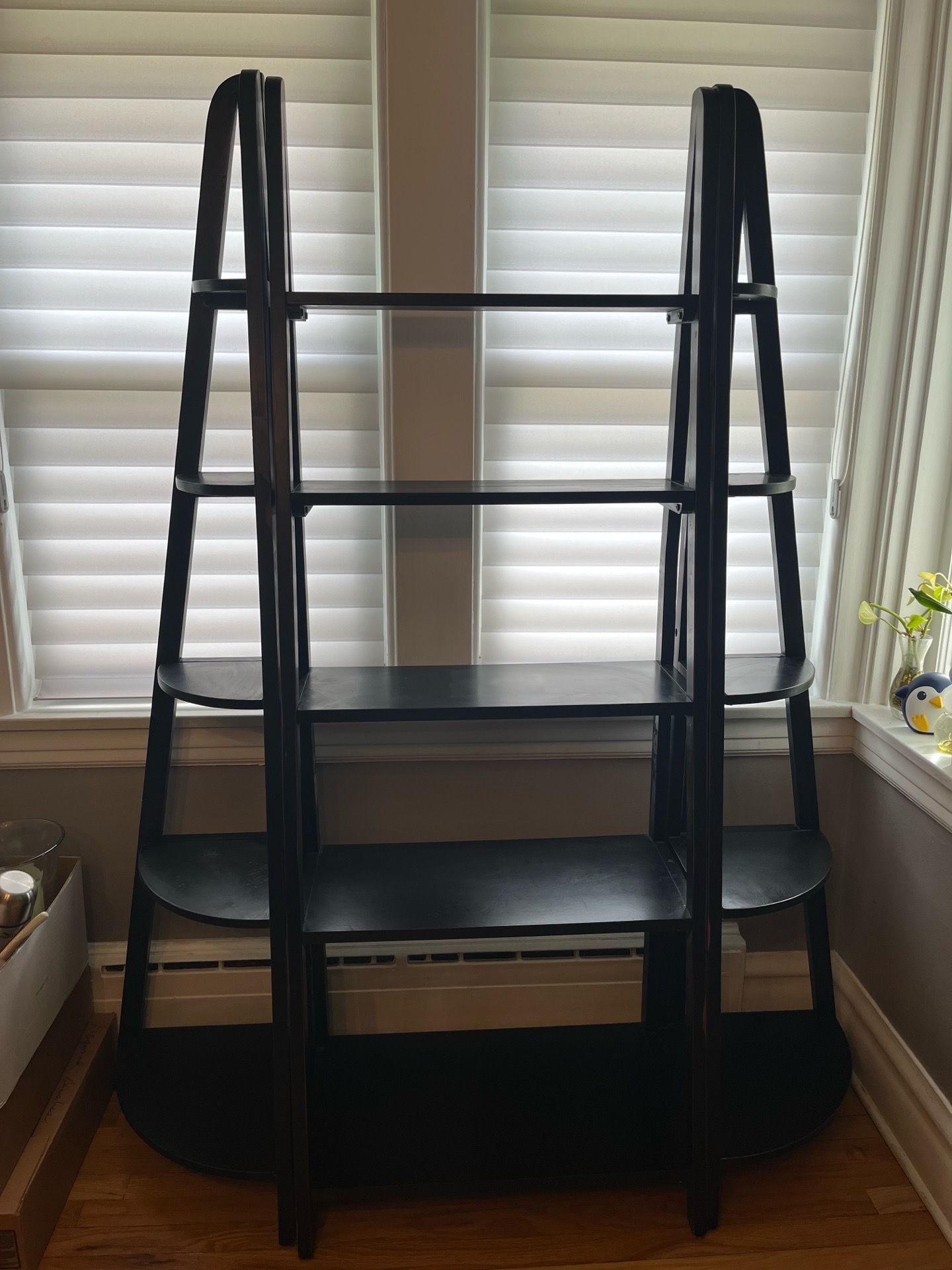 3-Piece Black Ladder Shelf Set – Solid Wood, 6 Ft Tall, Art Van Quality