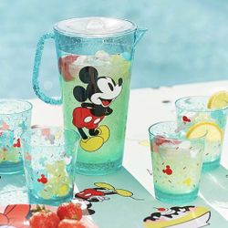 NWT Disney Eats Mickey Minnie 5 Piece Pitcher & Tumbler Set#24  