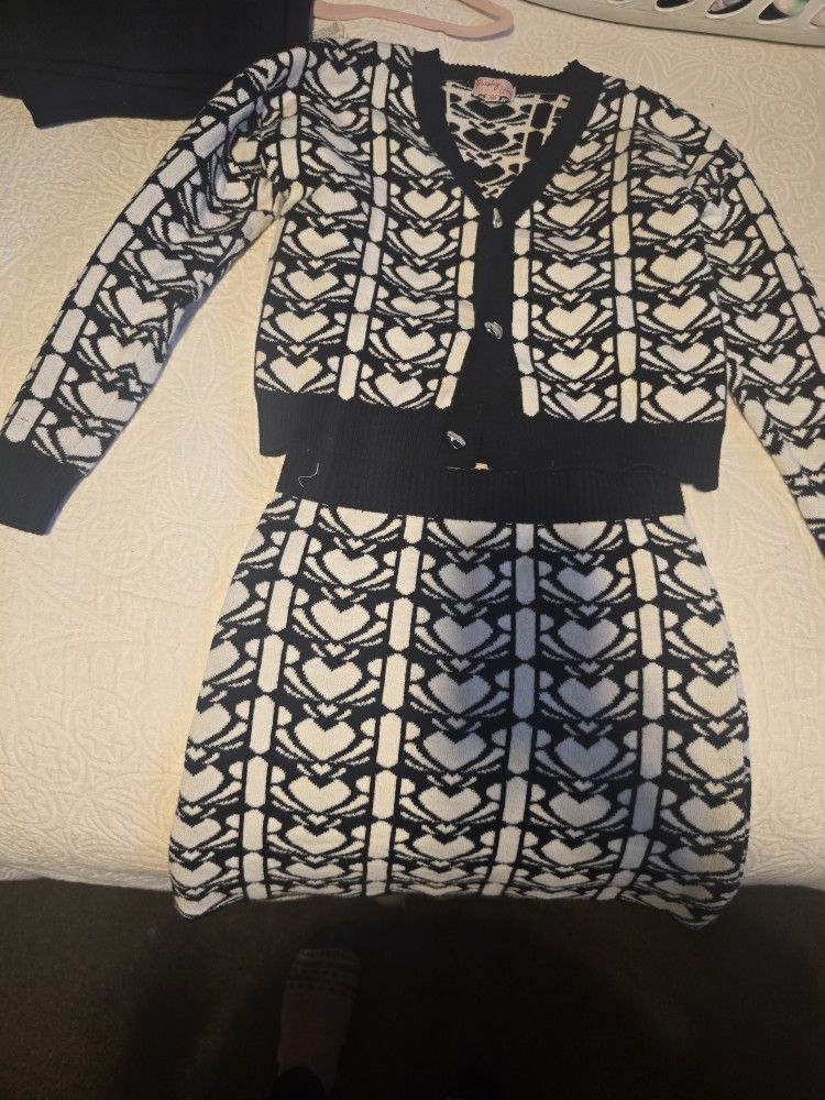 Girl Size 10 Cardigan Skirt Set