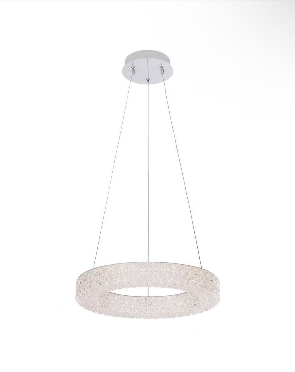 Home Decorators Collection Wesley Park 100-Watt Integrated LED Chrome Pendant Hanging Light with Clear Round Acrylic Ring Shade