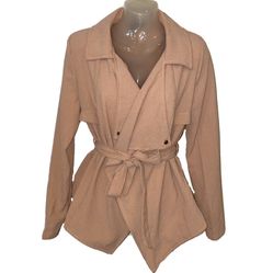 BLUSH PINK TEXTURED JACKET COVER UP CLASSY WINDSOR Size Small Duster Trench