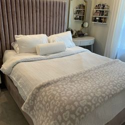 Rose Pink Velvet Bed