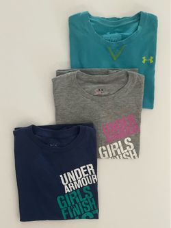 Under Armour Girls Graphic T-Shirt Bundle of 3 Youth M/L Athletic Tees