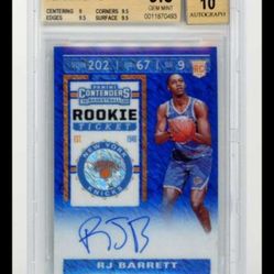 🏀 RJ Barrett Rookie Auto – Blue Shimmer /20 – BGS 9.5 GEM MINT – On-Card Autograph!