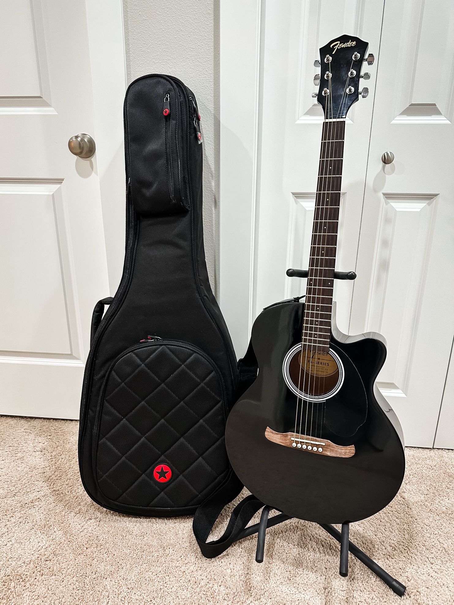 Fender Concert Acoustic Guitar with Carrying Case and Stand