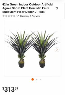 42 in Green Indoor Outdoor Artificial Agave Shrub Plant Realistic Faux Succulent Floor Decor 2-Pack