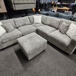 Brand New Sectional Grey Corduroy $749 LAST ONE AVAILABLE