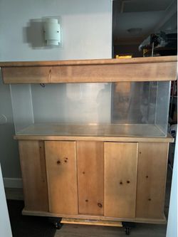 60 gallon Acrylic Aquarium with solid oak Wooden Stand and Canopy