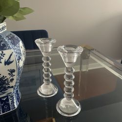 2 Glass Candle Holders 