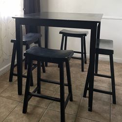 Tall Table & 4 Stools (dark brown)