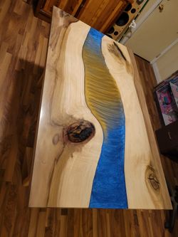 🌈 Rainbow Poplar Live Edge River Table Top