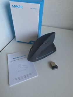 Anker 2.4G Wireless Vertical Ergonomic Optical Mouse for Work, Multi-Device Connectivity, 800/1200 /1600 DPI, 5 Buttons for Laptop, Desktop, PC - Blac