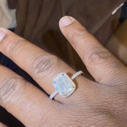 Moissanite Size 8 Sterling Silver Ring 