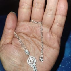 New Sterling Silver Lollipop Necklace 18in