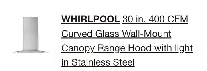 Whirlpool 30 in. Stainless Steel Wall-Mount Range Hood