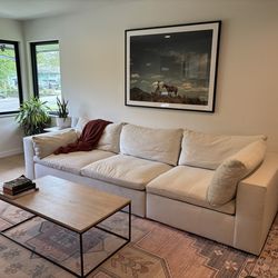 121” West Elm Harmony sofa with ottoman