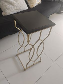 Square Wood And Metal End Table