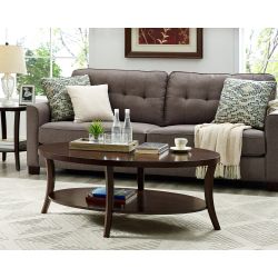NEW Espresso 48 In Roundhill Furniture Perth Rubberwood Wood veneer Casual Coffee Table
