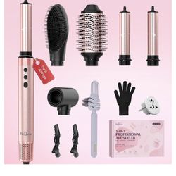 Brightup 5-in-1 High-Speed ​​Hot Air Styler, 1400W Powerful Hair Dryer Brush, 120000 RPM, Negative Ion Thermal Brush, Cool Shot Button, Curling Iron, 