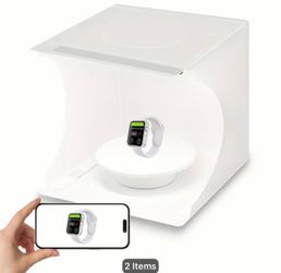 New Photo Studio Light Box Kit - Quick Setup, Foldable, Portable, With Soft White Light Fabric Tent, 6 Colors Backdrop, 360° Motorized Turntable, USB 