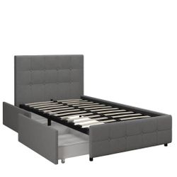 Upholstered bed w/ storage TWIN (2-available)