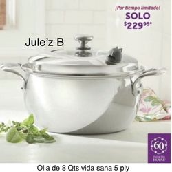 Princess House. Olla De 8 Qts Vida sana 5 Ply Nueva En Su Caja 