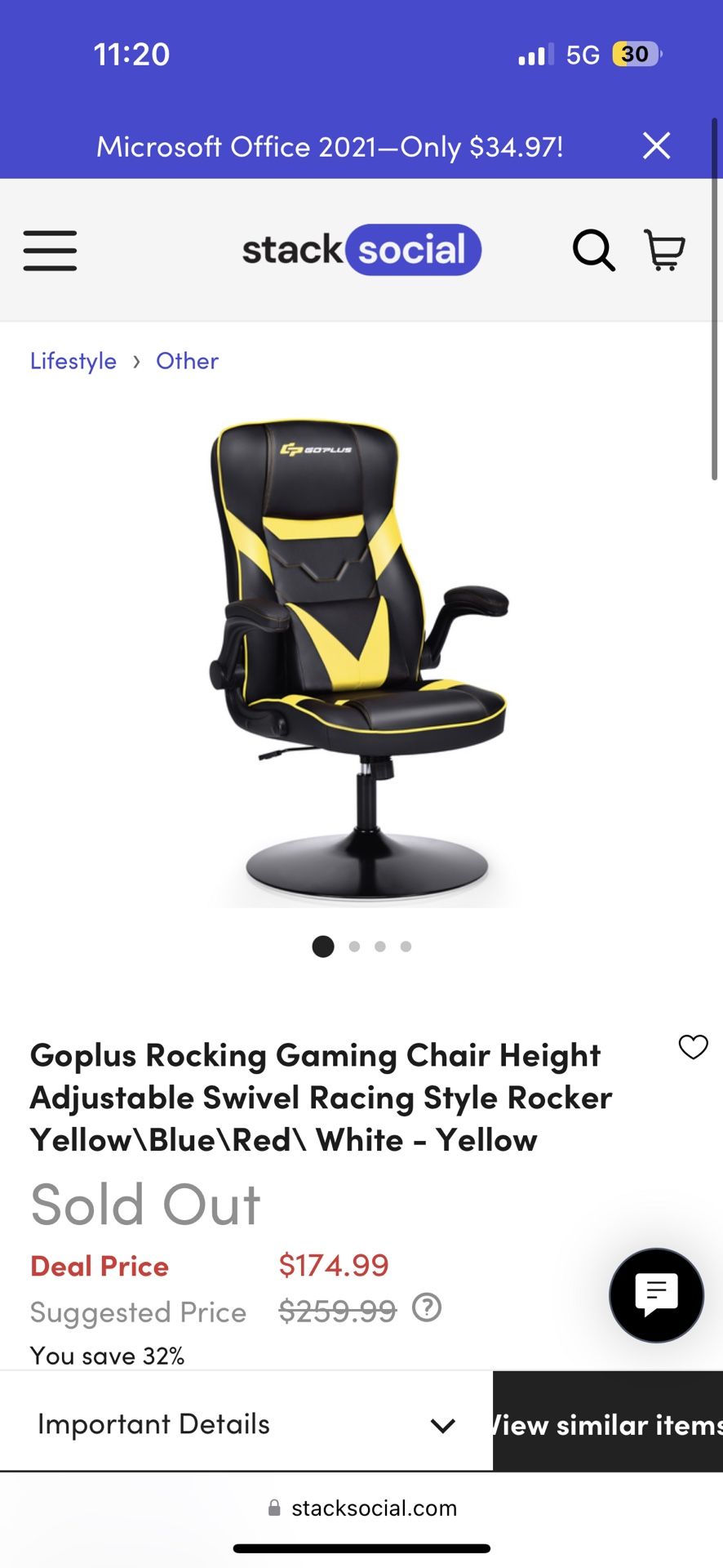 Rocking Gaming Chair GoPlus