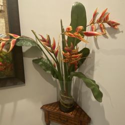 Bird of paradise Plant ( Artificial ) With Glass Vase 
