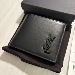Saint Laurent Paris YSL Monogram Bill Clip Bifold Wallet - Black Leather