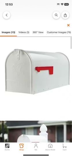 Elite White, Large, Steel, Post Mount Mailbox