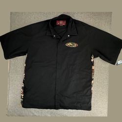 Men's FORD Button Down Shirt Collared Black & Camo Short Sleeve XXL Brand‎ New