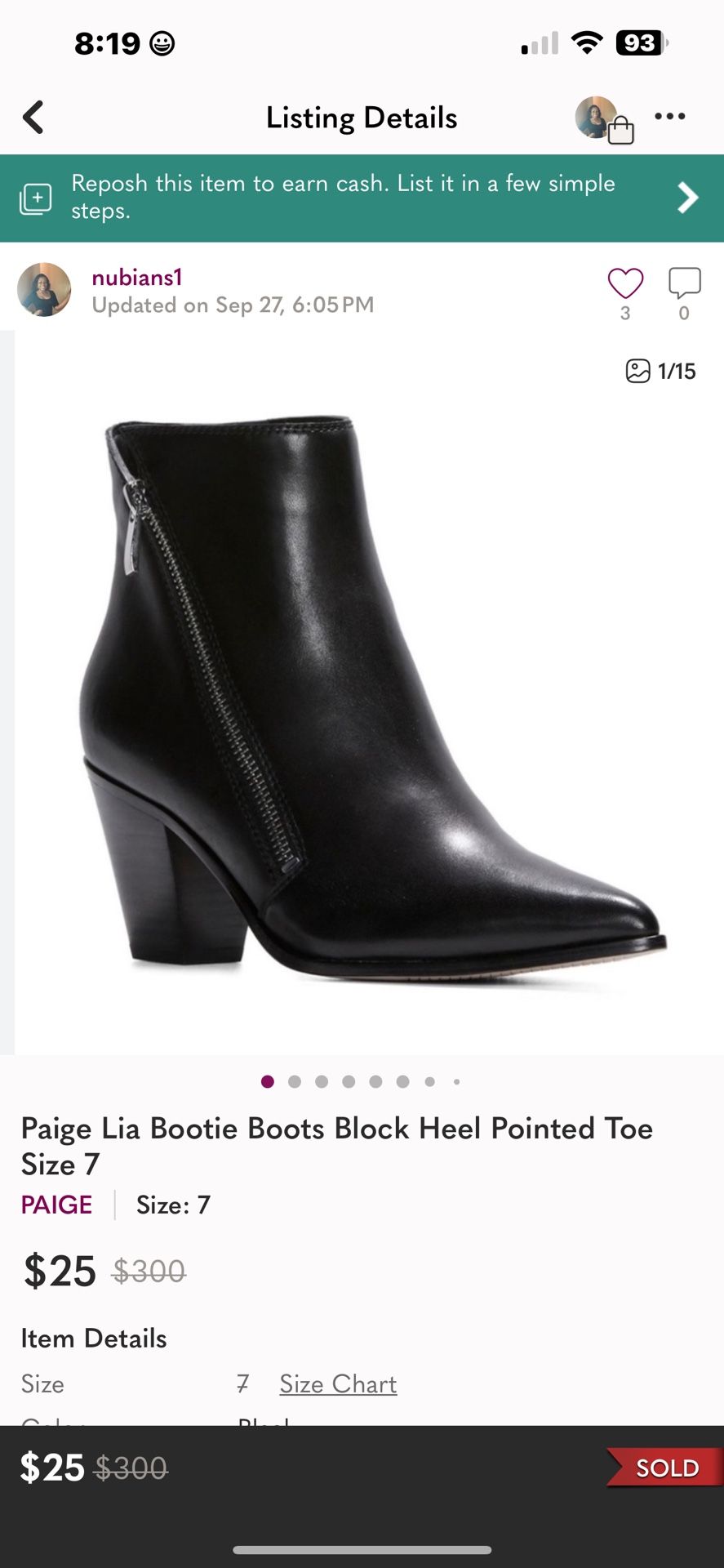 🔥 Paige Lia Black Leather Booties 👢 Size 7 | Pointed Toe | Block Heel | Chic Fall Staple 🍂