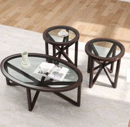 Brand new three piece coffee and end table set