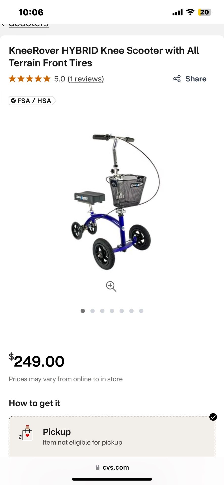 KneeRover HYBRID Knee Scooter with All Terrain Front Tires