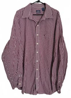 IZOD Premium Essentials Men's Casual Shirt Size 3XLT Tall Preppy Red White Check