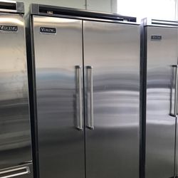 Viking 48” Wide Stainless Steel Side By Side Built In Refrigerator 