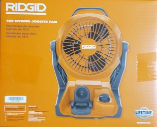 FREE BATTERY! NEW RIDGID 18V CORDLESS HYBRID AC/DC JOBSITE FAN (TOOL ONLY)