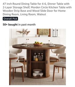 47 inch Round Dining Table for 4-6