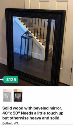 Black Heavy Solid Large Mirror