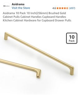 Asidrama 10 Pack 10 Inch (256mm) Brushed Gold Cabinet Pulls