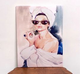 Stunning Vintage Inspired Audrey Hepburn Wall Art Canvas👛Please Read Description 👛