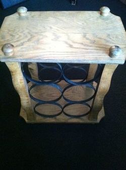 Wood in metal wine rack