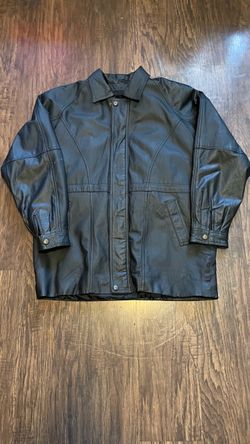 Black Leather Jacket with Snap Buttons