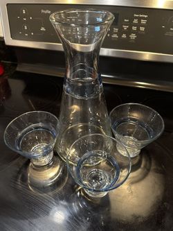 Potterybarn Carafe & 13 Glass Set