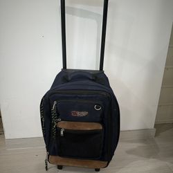 Olympia Sports Plus Rolling Expandable Backpack Blue With Leather 9dx21hx12w