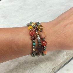 Autumn Colored Beaded Bracelet