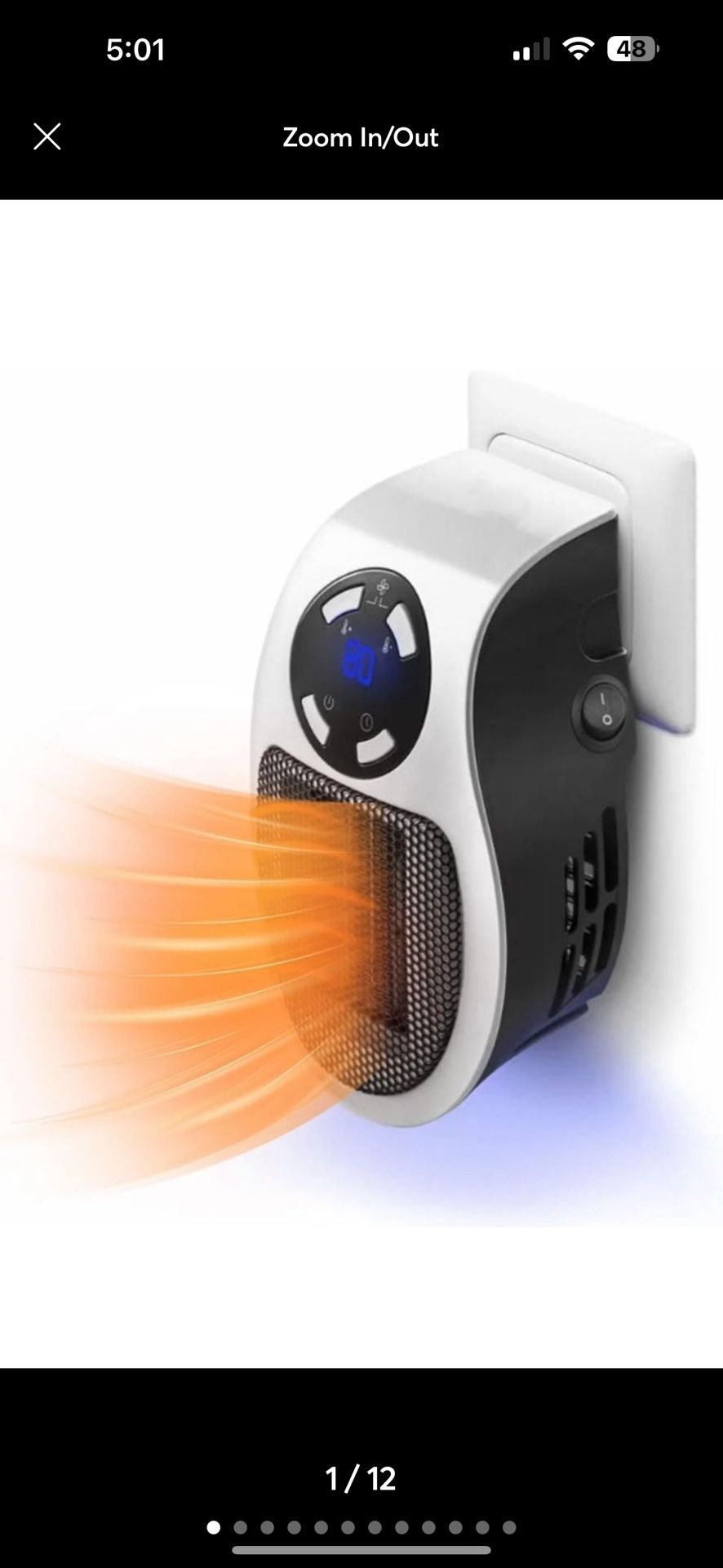 Portable Plug in Heater, 500W Small Space Heater with Overheat Protection